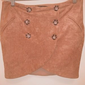 Oliviaceous Tan Faux Suede Miniskirt